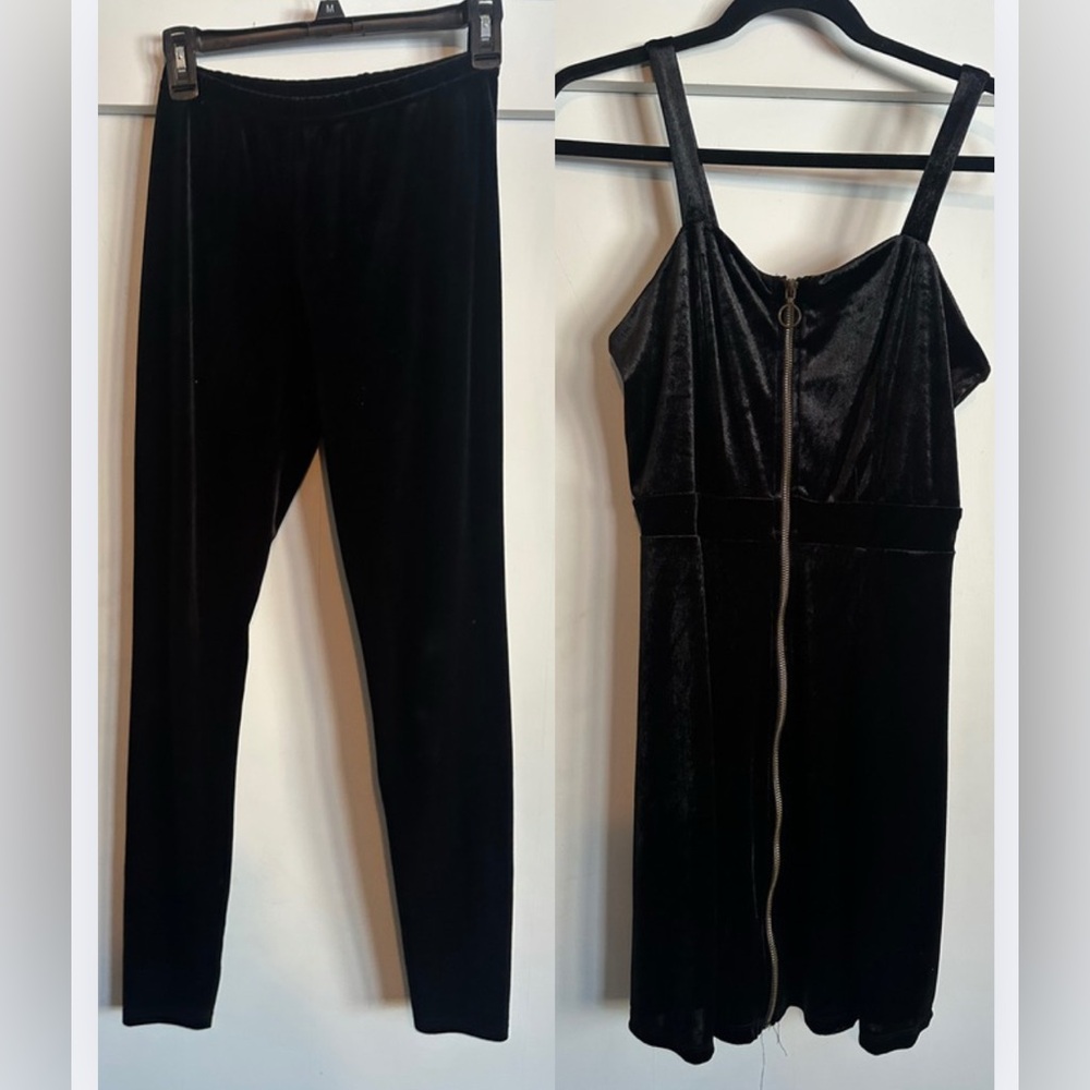 Xhilaration Black Velvet Leggings & Dress (two pieces one price) y2k style